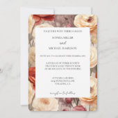 Invitation Mariage Floral Crème Rouge Romantique (Devant)