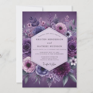 Invitation Mariage Floral Crépuscule Prune