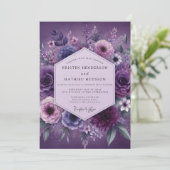 Invitation Mariage Floral Crépuscule Prune (Debout devant)