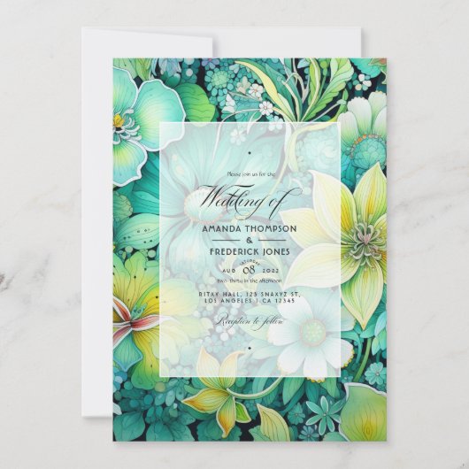 Invitation Mariage Floral Cyber Lime (Devant)