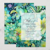 Invitation Mariage Floral Cyber Lime (Devant / Derrière)