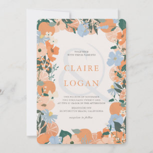 Invitation Mariage Floral d'agrumes orange