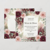 Invitation Mariage Floral Daisy Bourgogne (Devant / Derrière)