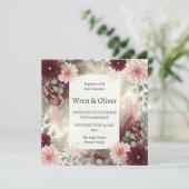 Invitation Mariage Floral Daisy Bourgogne (Debout devant)