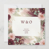 Invitation Mariage Floral Daisy Bourgogne (Dos)