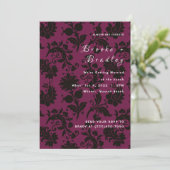 Invitation Mariage Floral Damask Rose Foncé (Debout devant)