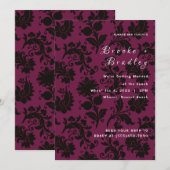 Invitation Mariage Floral Damask Rose Foncé (Devant / Derrière)