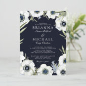 Invitation Mariage floral d'anémone de minuit (Debout devant)