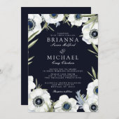 Invitation Mariage floral d'anémone de minuit (Devant / Derrière)
