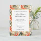 Invitation Mariage floral d'anthurium orange tropical (Debout devant)