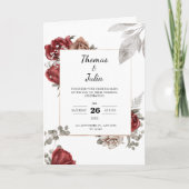 Invitation Mariage floral d'aquarelle de Bourgogne (Devant)