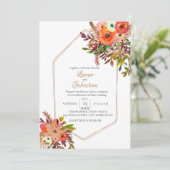 Invitation Mariage floral d'aquarelle géométrique automne (Debout devant)