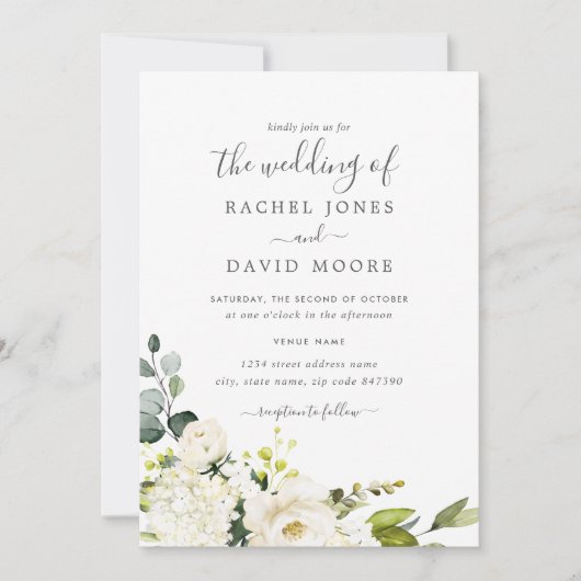 Invitation Mariage floral d'aquarelle moderne (Devant)