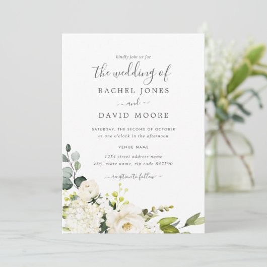 Invitation Mariage floral d'aquarelle moderne (Debout devant)