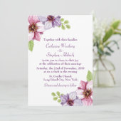 Invitation Mariage Floral d'aquarelle violette (Debout devant)