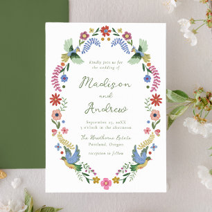 Invitation Mariage Floral d'Art Populaire Fantaisiste