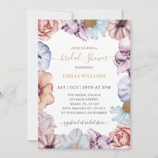 Invitation Mariage Floral d'Automne (Devant)