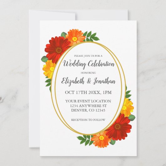 Invitation Mariage Floral d'automne (Devant)