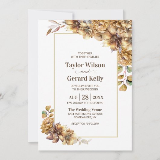 Invitation Mariage floral d'automne (Devant)