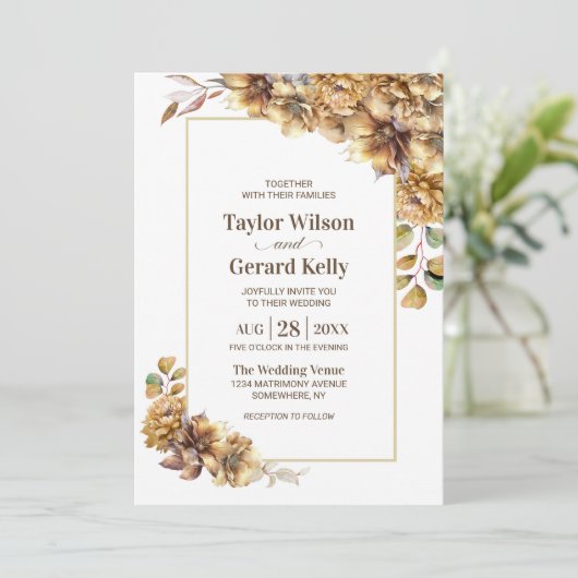 Invitation Mariage floral d'automne (Debout devant)