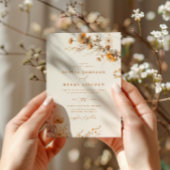 Invitation Mariage floral d'automne d'orange brûlé