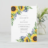 Invitation Mariage Floral d'Automne Jaune (Debout devant)