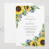 Invitation Mariage Floral d'Automne Jaune (Devant / Derrière)