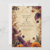 Invitation Mariage Floral d'Automne Maussade (Devant)