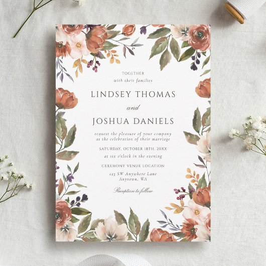 Invitation Mariage Floral d'Automne Rustique