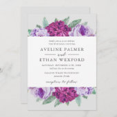 Invitation Mariage floral d'Aveline mauve (Devant / Derrière)