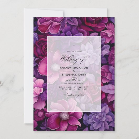 Invitation Mariage floral de Berry profond (Devant)