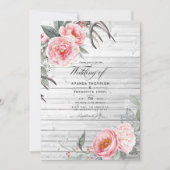 Invitation Mariage floral de Bohême rustique rose et gris (Devant)