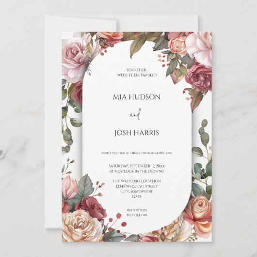Invitation Mariage floral de Boho neutre rustique (Devant)