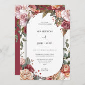 Invitation Mariage floral de Boho neutre rustique (Devant / Derrière)