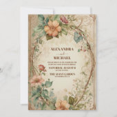 Invitation Mariage floral de Boho neutre rustique (Devant)
