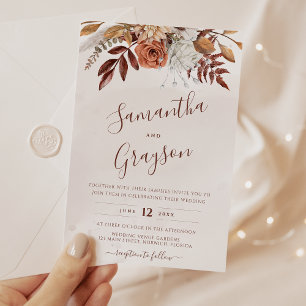 Invitation Mariage floral de Boho neutre rustique