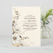 Invitation Mariage floral de Boho neutre rustique (Debout devant)