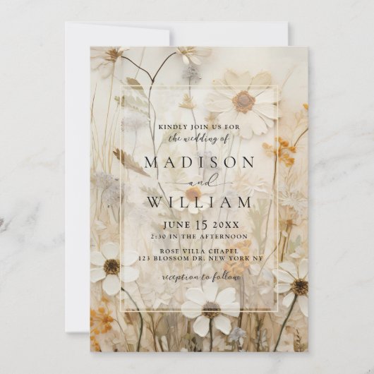 Invitation Mariage floral de Boho neutre rustique (Devant)