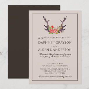 Invitation Mariage Floral de Bois de Cerf de Campagne