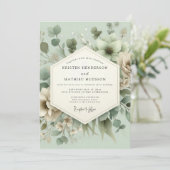 Invitation Mariage Floral de Bois de Saxe Vert (Debout devant)