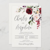 Invitation Mariage floral de Bourgogne (Devant / Derrière)