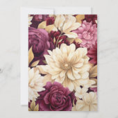 Invitation Mariage floral de Bourgogne, d'ivoire et d'or (Dos)