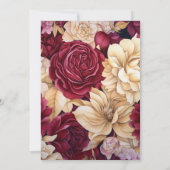 Invitation Mariage floral de Bourgogne, d'or et d'ivoire (Dos)