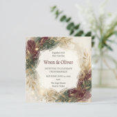 Invitation Mariage floral de Bourgogne doré (Debout devant)