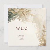Invitation Mariage floral de Bourgogne doré (Dos)