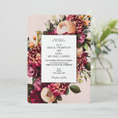 Invitation Mariage floral de Bourgogne et de Blush (Debout devant)