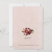 Invitation Mariage floral de Bourgogne et de Blush (Dos)
