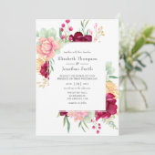 Invitation Mariage floral de Bourgogne et de Blush (Debout devant)