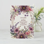 Invitation Mariage floral de Bourgogne et de Blush (Debout devant)