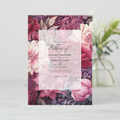 Invitation Mariage floral de Bourgogne et de Blush (Debout devant)